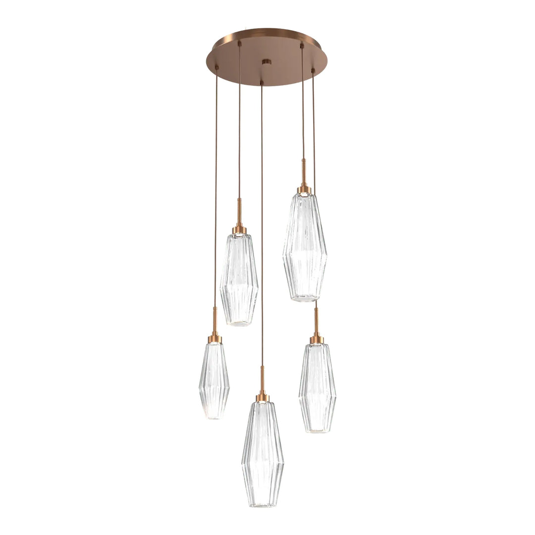 Aalto Round Pendant Chandelier by Hammerton Studio – 5 Lights in Oil-Rubbed Bronze on adjustable cord