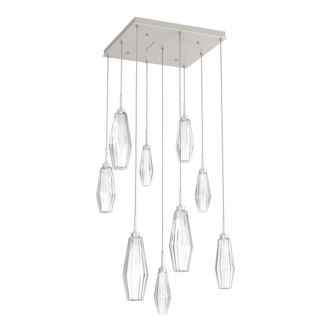 Aalto Square Pendant Chandelier by Hammerton Studio – 9 Lights in Beige Silver