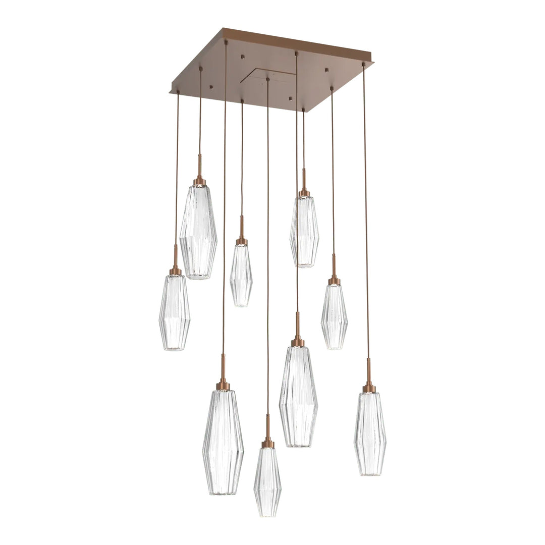Aalto Square Pendant Chandelier by Hammerton Studio – 9 Lights in Burnished Bronze