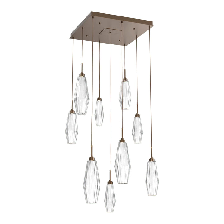 Aalto Square Pendant Chandelier by Hammerton Studio – 9 Lights in Flat Bronze