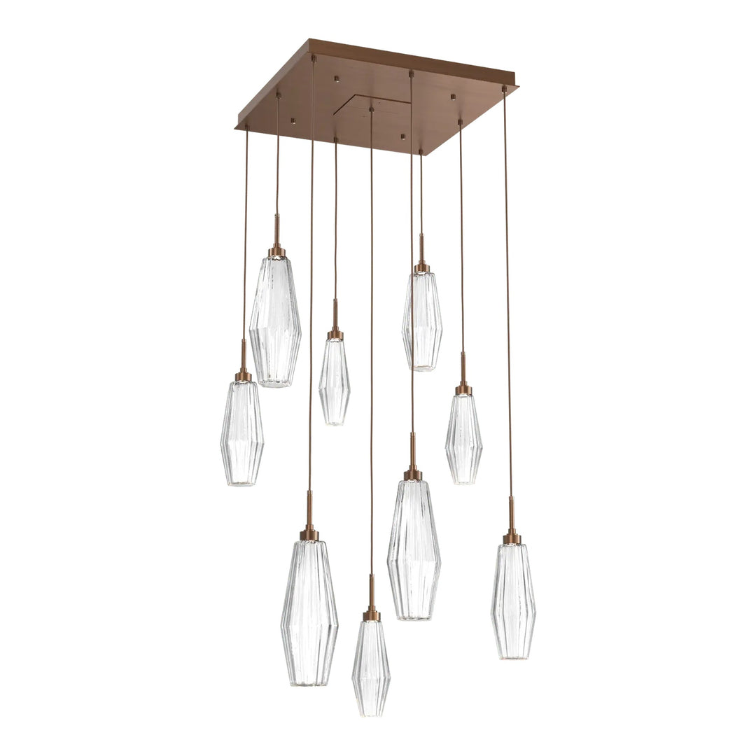 Aalto Square Pendant Chandelier by Hammerton Studio – 9 Lights in Oil-Rubbed Bronze