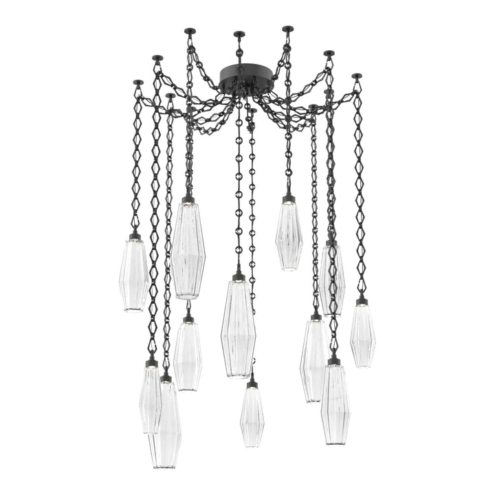 Aalto Swag Chandelier by Hammerton Studio – 12 Lights in Matte Black on Diamond Chain
