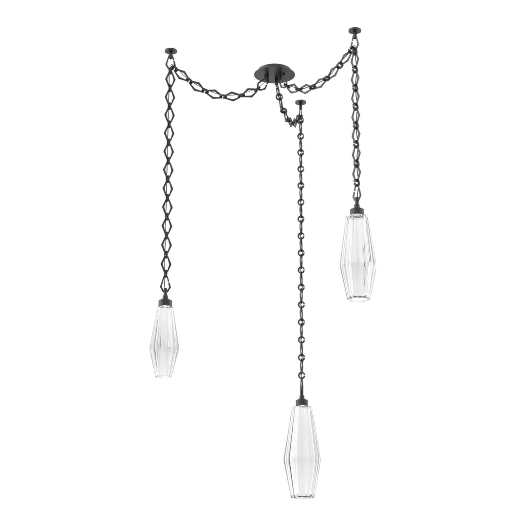 Aalto Swag Chandelier by Hammerton Studio – 3 Lights in Matte Black on Diamond Chain