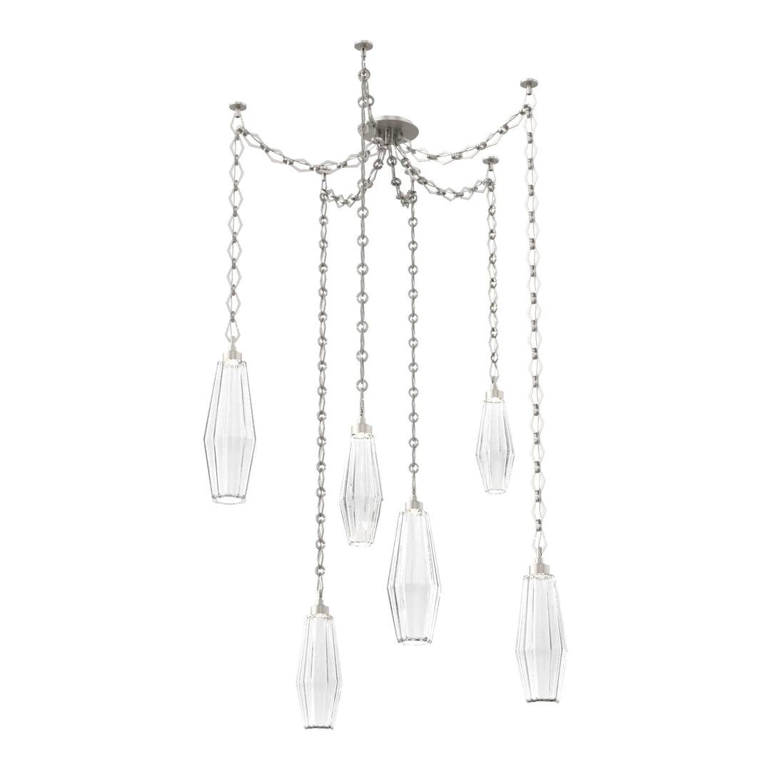Aalto Swag Chandelier by Hammerton Studio – 6 Lights in Beige Silver on Diamond Chain