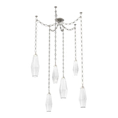 Aalto Swag Chandelier by Hammerton Studio – 6 Lights in Beige Silver on Diamond Chain