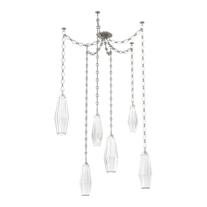 Aalto Swag Chandelier by Hammerton Studio – 6 Lights in Beige Silver on Diamond Chain
