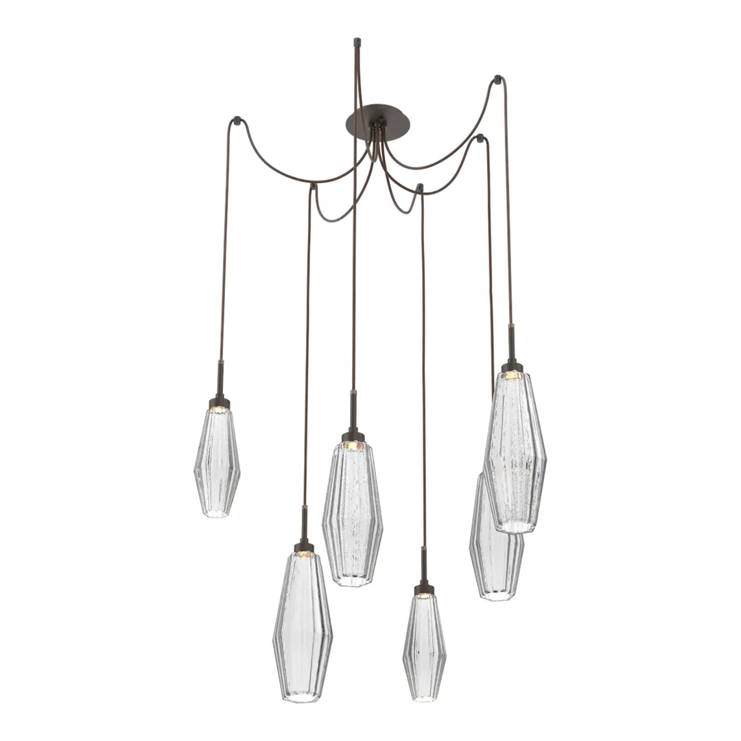 Aalto Swag Chandelier by Hammerton Studio – 6 Lights in Flat Bronze on adjustable cord