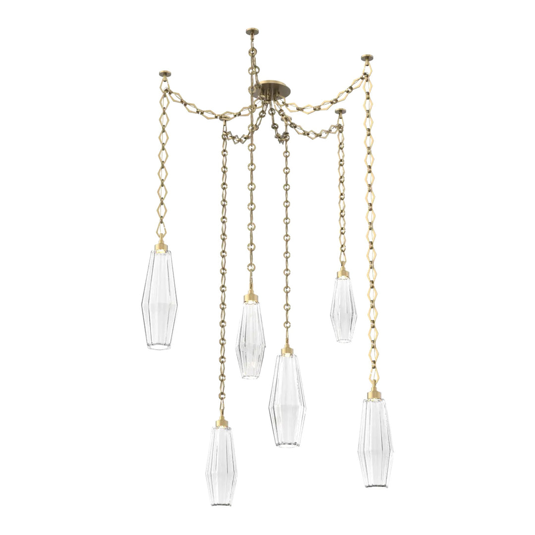 Aalto Swag Chandelier by Hammerton Studio – 6 Lights in Gilded Brass on Diamond Chain