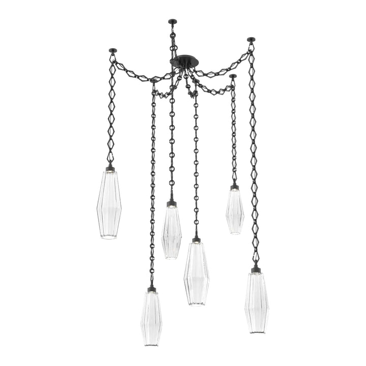 Aalto Swag Chandelier by Hammerton Studio – 6 Lights in Matte Black on Diamond Chain