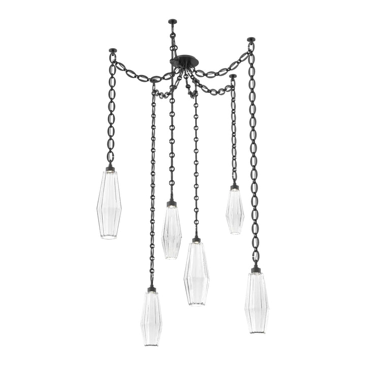 Aalto Swag Chandelier by Hammerton Studio – 6 Lights in Matte Black on Oval Chain