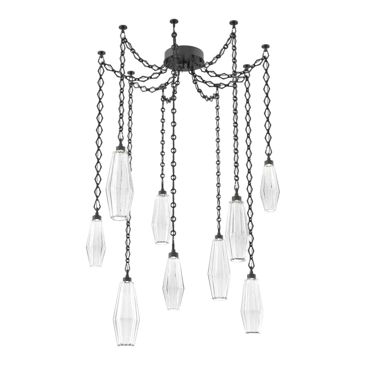Aalto Swag Chandelier by Hammerton Studio – 9 Lights in Matte Black on Diamond Chain