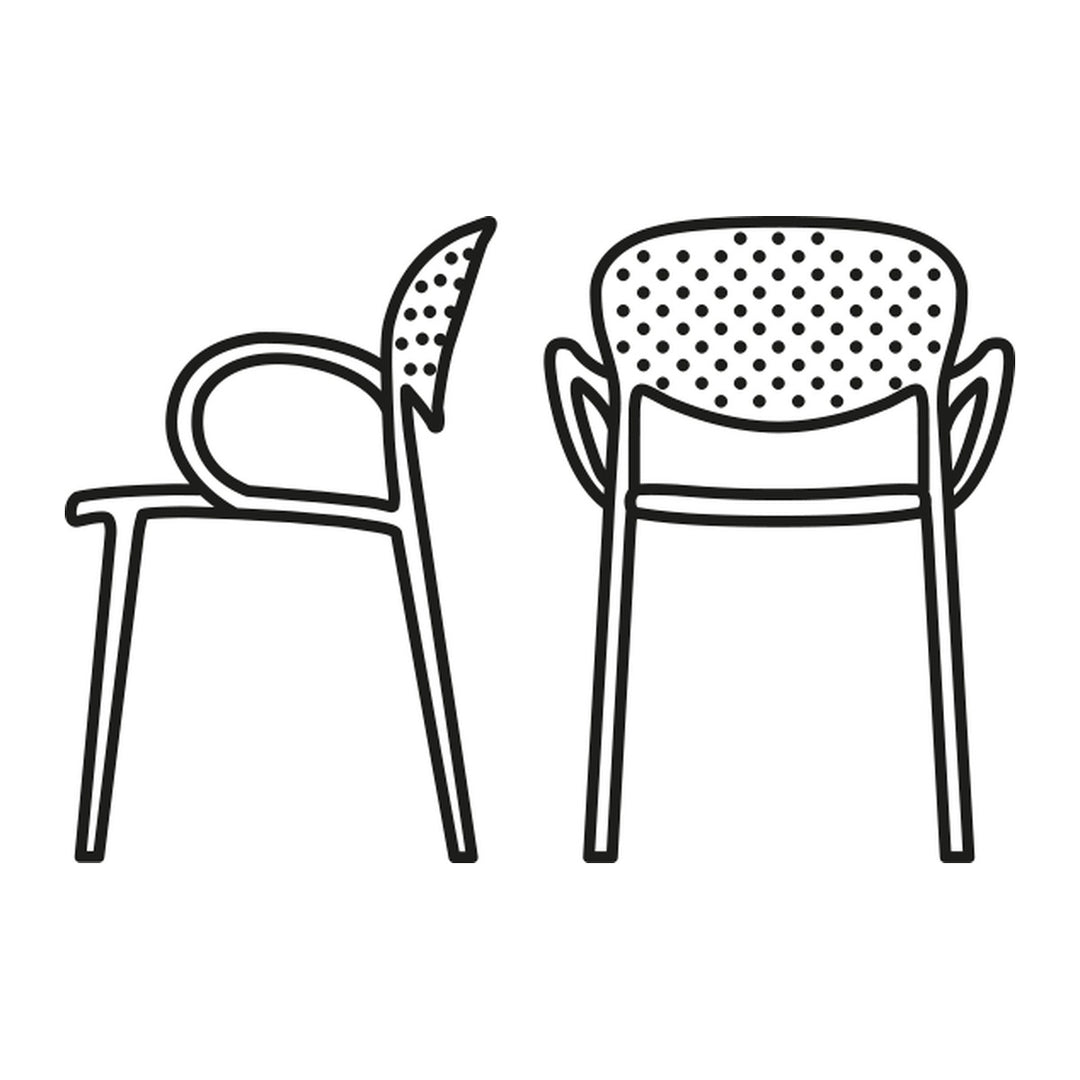 Abby Perforated Dining Armchair by Connubia line drawing