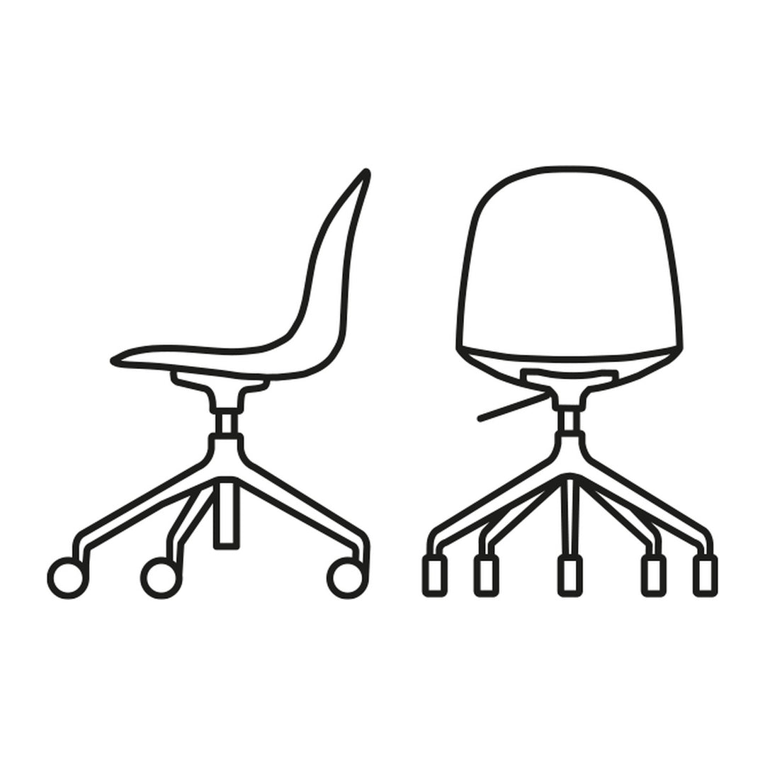 Academy Clear Aluminum Office Chair by Connubia line drawing