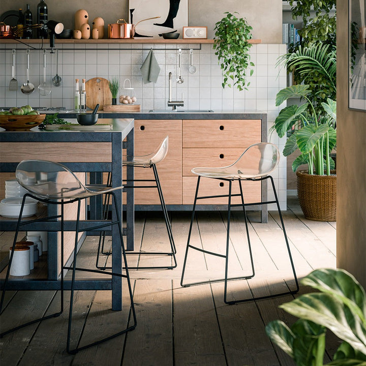 Academy Clear Metal Counter Stool by Connubia in a styled interior