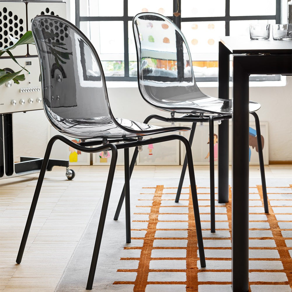 Academy Clear Metal Dining Chair by Connubia in a styled interior