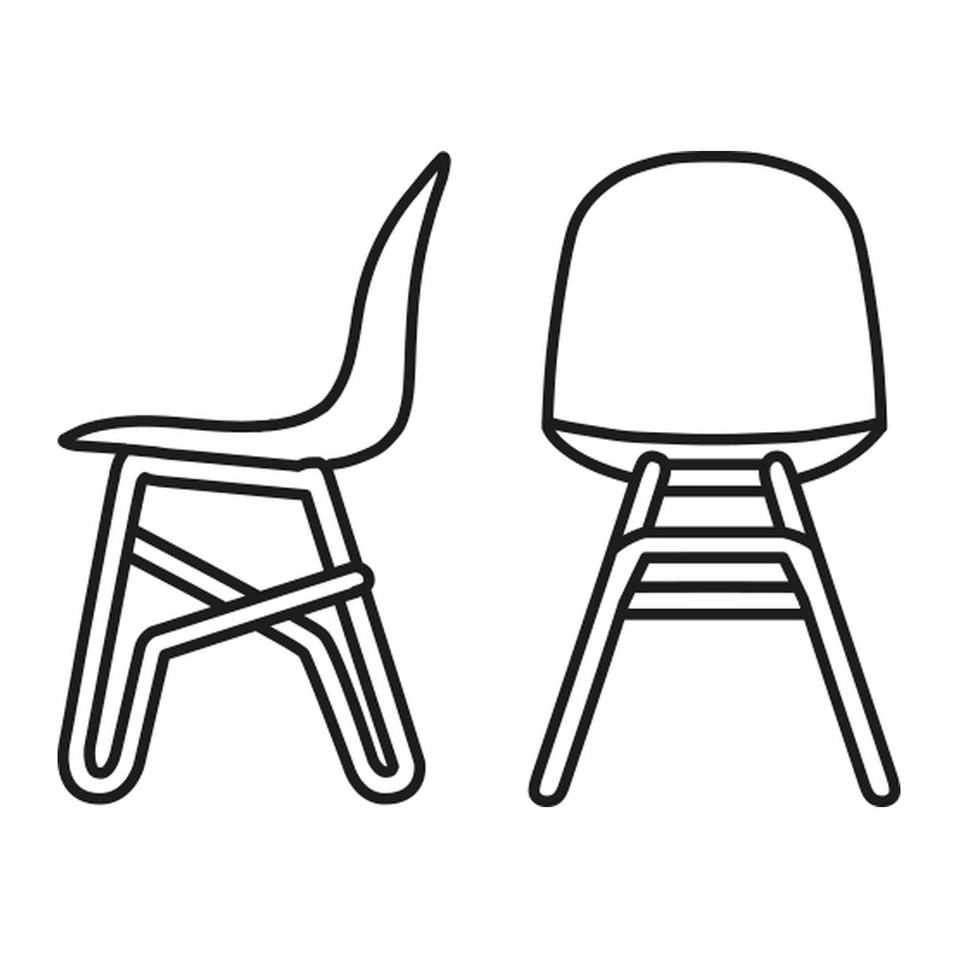 Academy Clear Metal Crossbar Dining Chair by Connubia line drawing