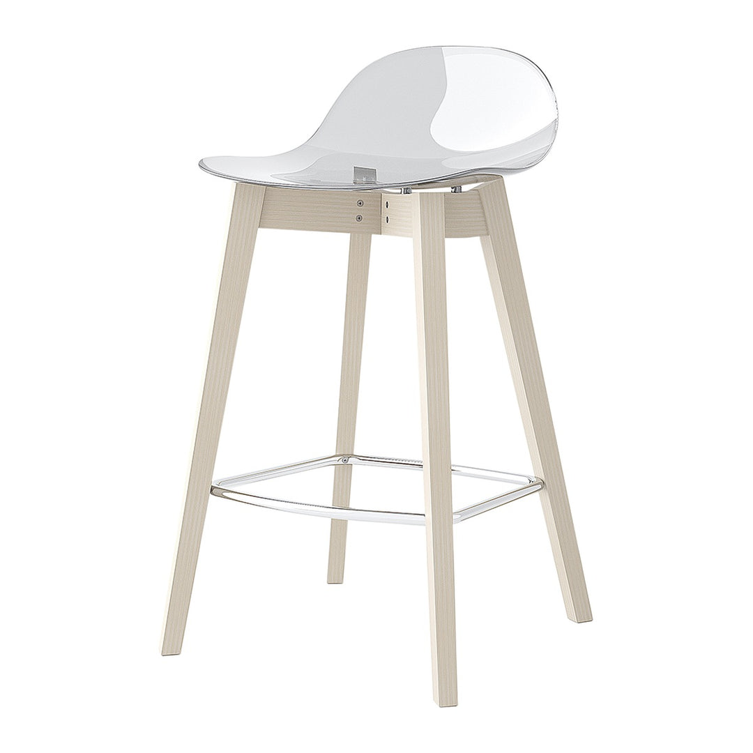 Academy Clear Wood Counter Stool by Connubia, white background