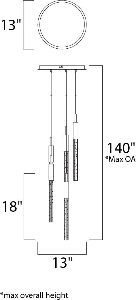 Scepter tor 5-Light Pendant by Studio M Lighting – line drawing