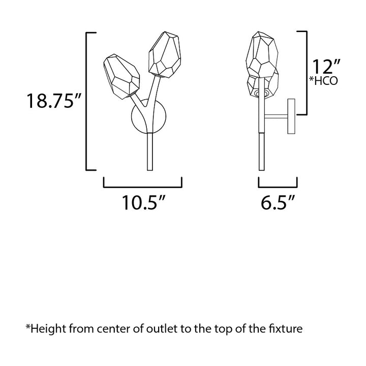 Blossom 2-Light Wall Sconce by Studio M Lighting – line drawing