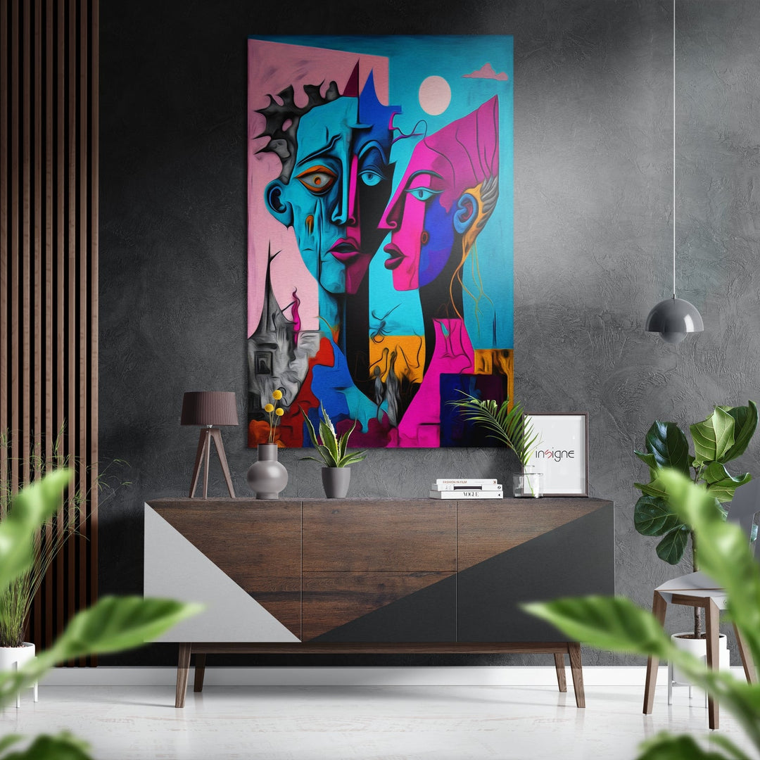 Picasso Style Brushed Aluminum Dibond Wall Art.