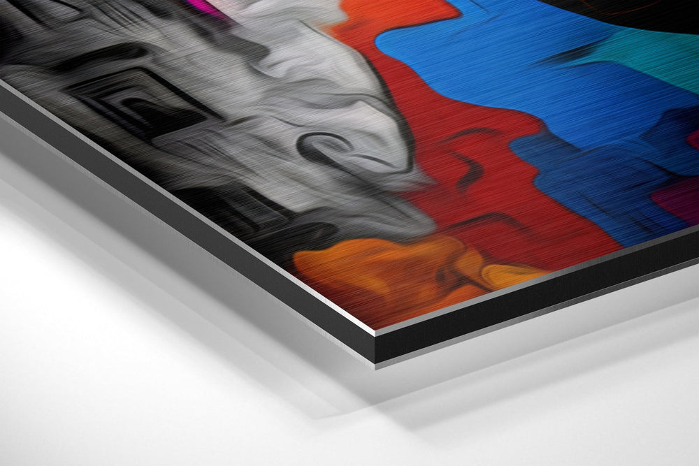 Picasso Style Brushed Aluminum Dibond Wall Art.