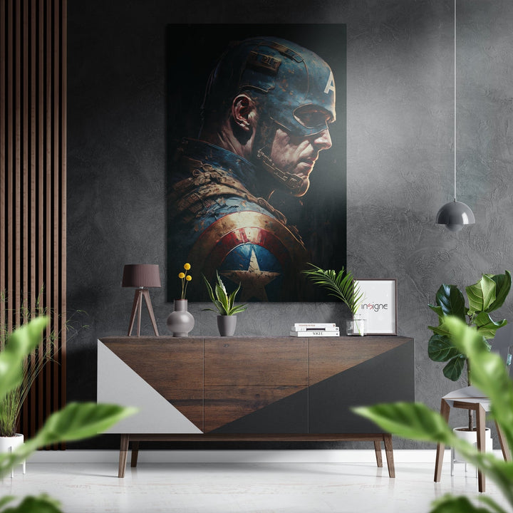 Captain America Brushed Aluminum Dibond Wall Art Insigne