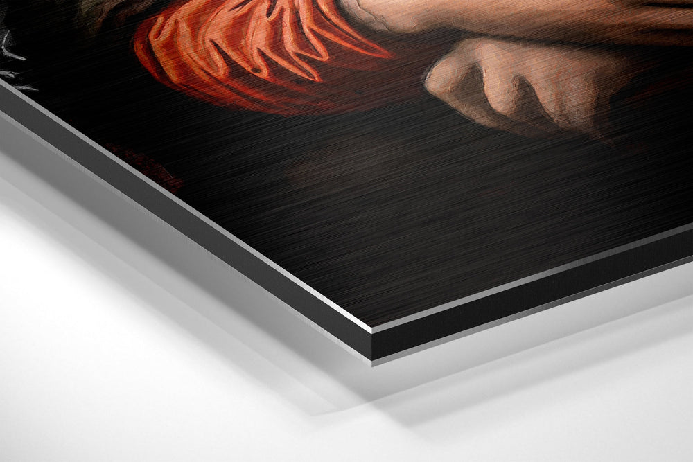 Mona Lisa with a Cat Brushed Aluminum Dibond Wall Art.