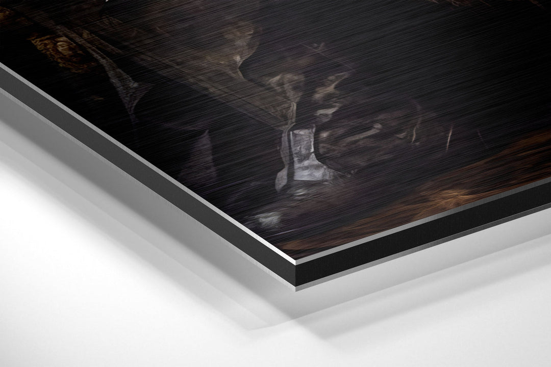 Batman in Throne Brushed Aluminum Dibond Wall Art.