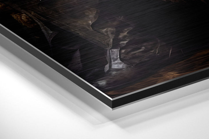 Batman in Throne Brushed Aluminum Dibond Wall Art.