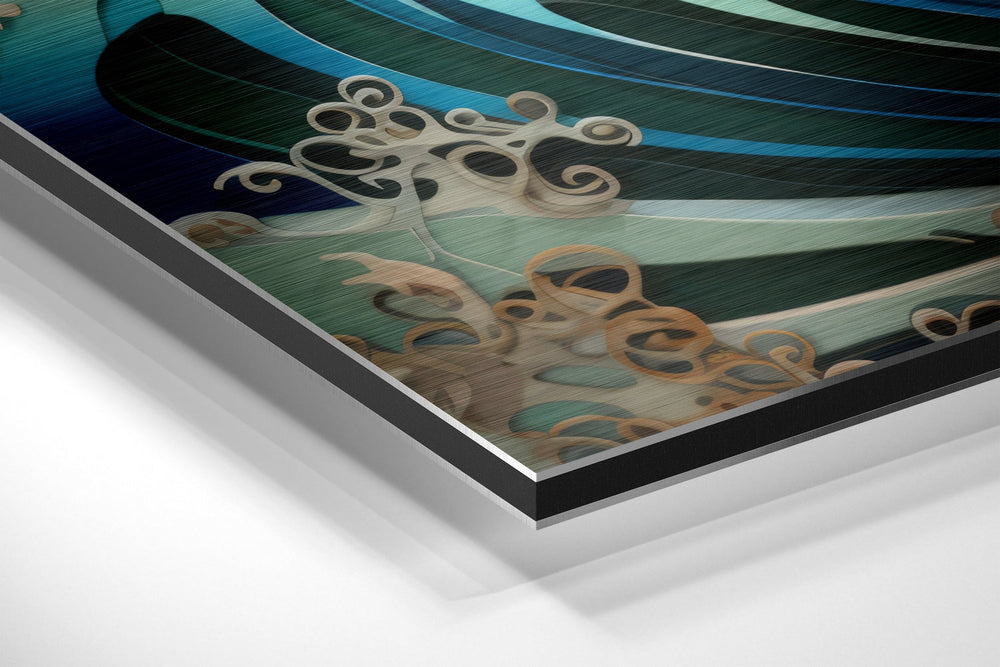 Waves and Mountains Brushed Aluminum Dibond Wall Art.
