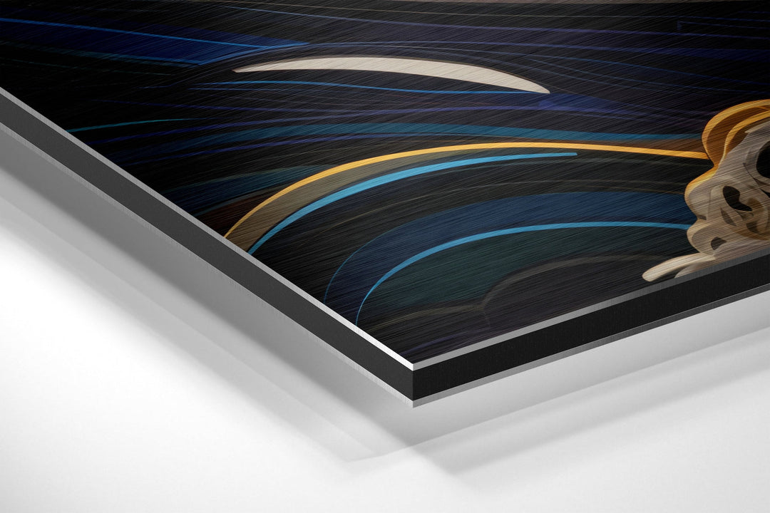 Waves and Flowers Brushed Aluminum Dibond Wall Art.