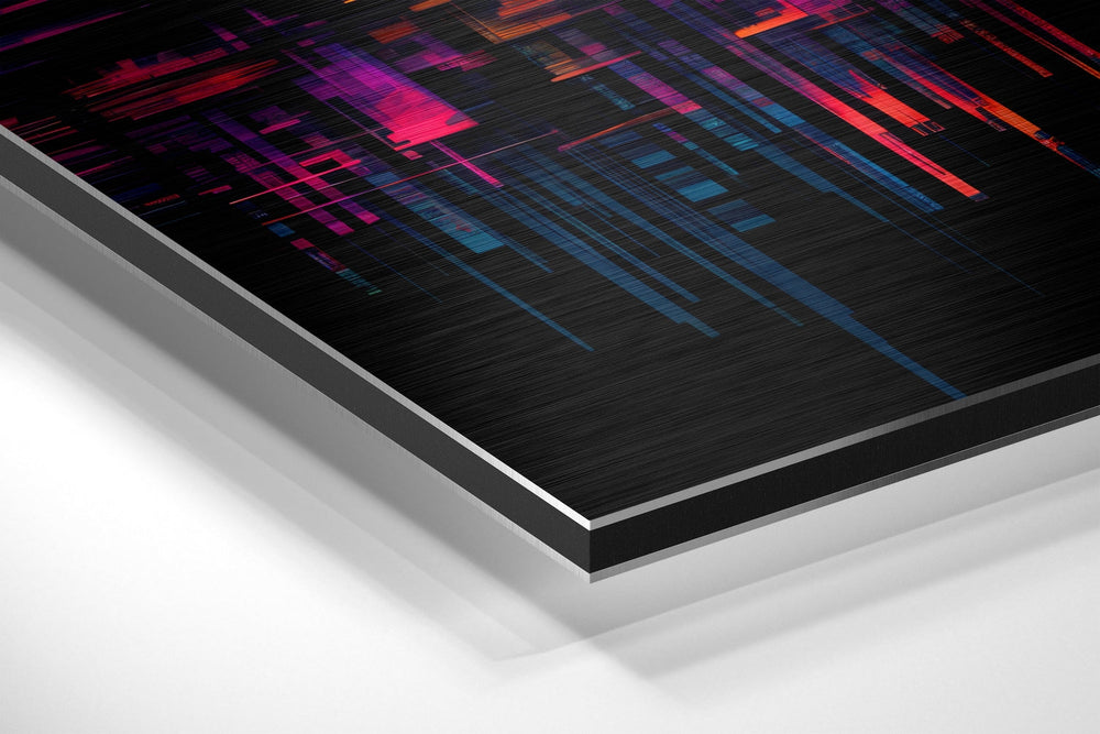 Abstract City Silhouette Brushed Aluminum Dibond Wall Art.