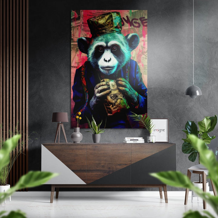 Little Monkey Brushed Aluminum Dibond Wall Art.