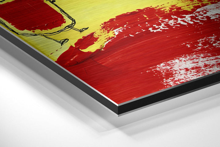 Kandinsky Style Brushed Aluminum Dibond Wall Art.