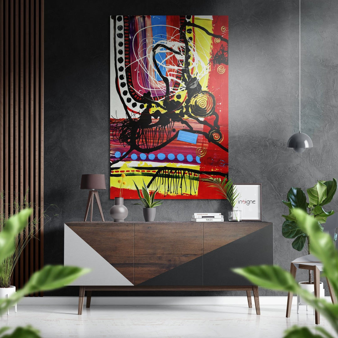 Kandinsky Style Brushed Aluminum Dibond Wall Art.