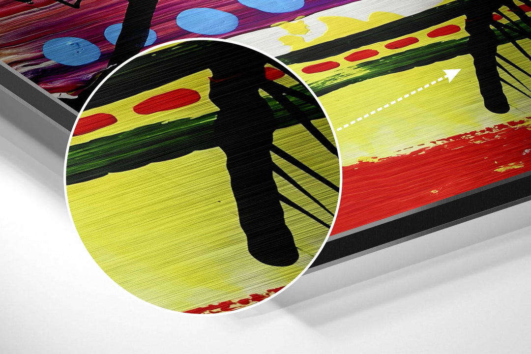Kandinsky Style Brushed Aluminum Dibond Wall Art.