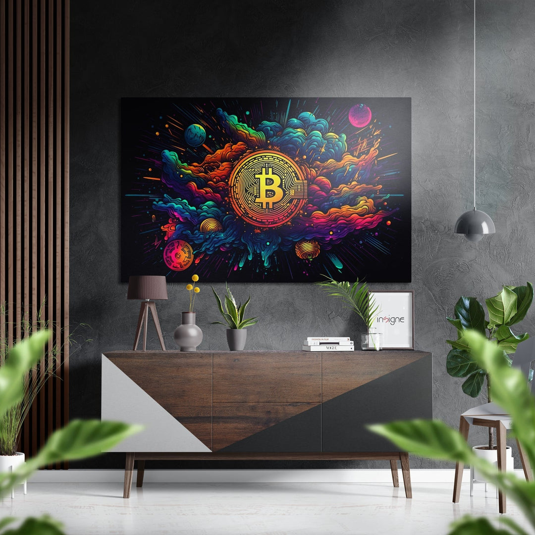 Bitcoin Brushed Aluminum Dibond Wall Art.