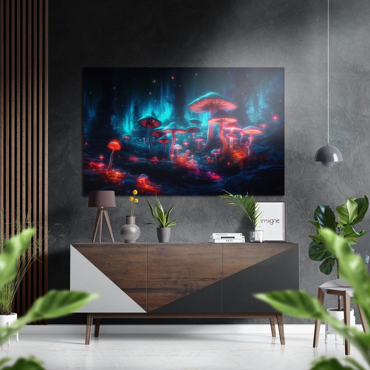 Mushroom Planet Brushed Aluminum Dibond Wall Art.
