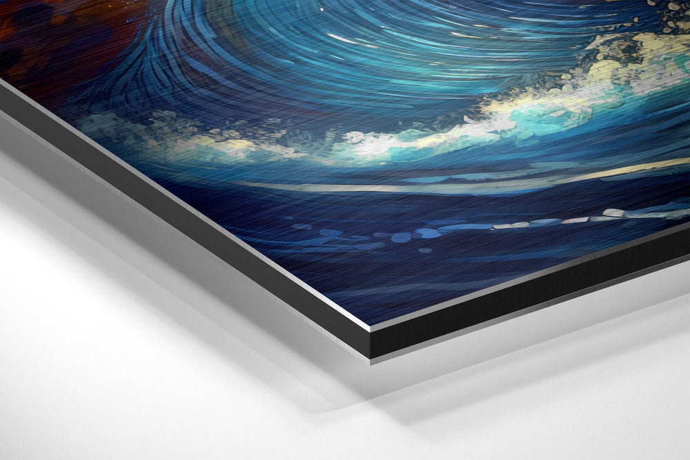 Astronaut Surfer Brushed Aluminum Dibond Wall Art.