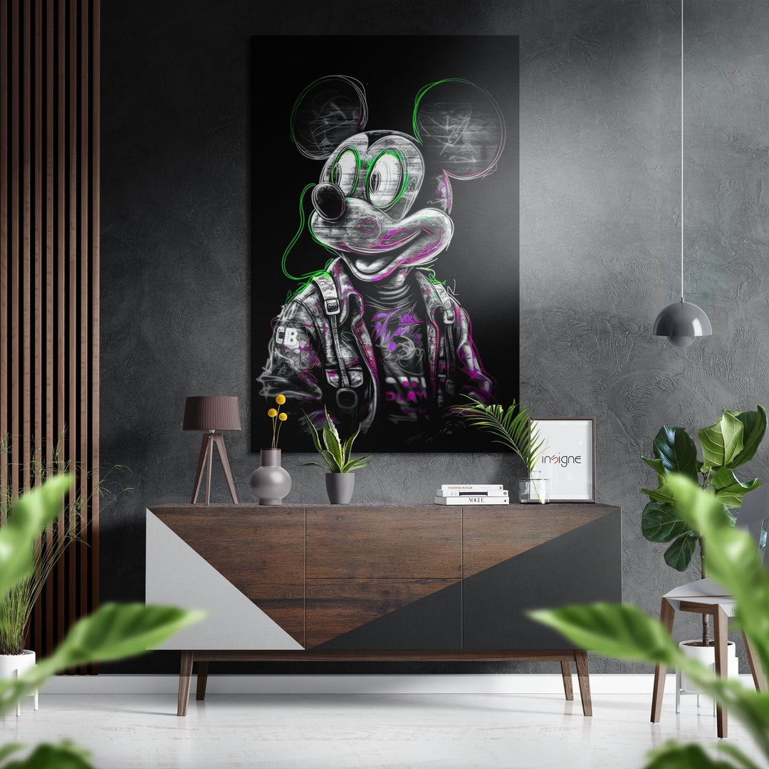 Mickey Mouse Brushed Aluminum Dibond Wall Art Insigne