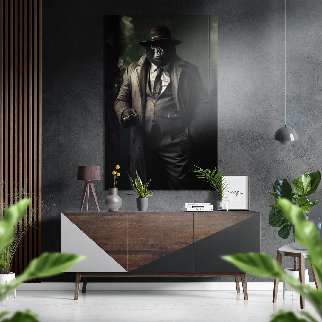 Inspector Gorilla Brushed Aluminum Dibond Wall Art.