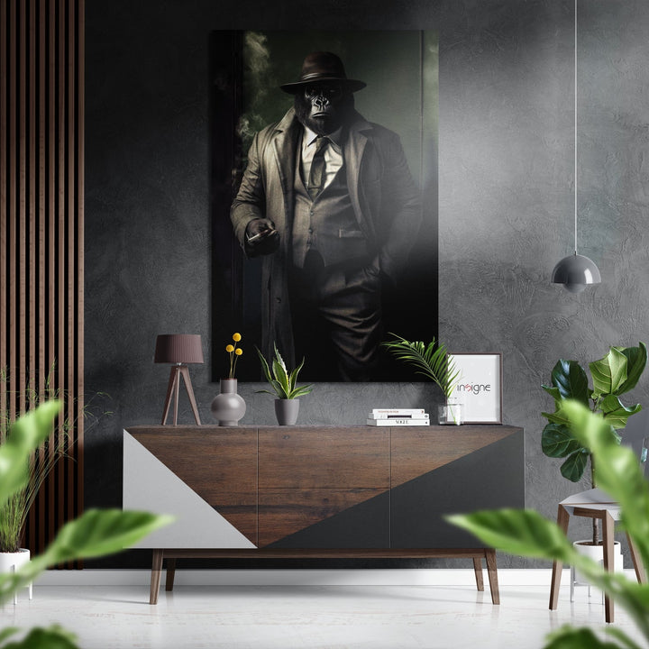 Inspector Gorilla Brushed Aluminum Dibond Wall Art.
