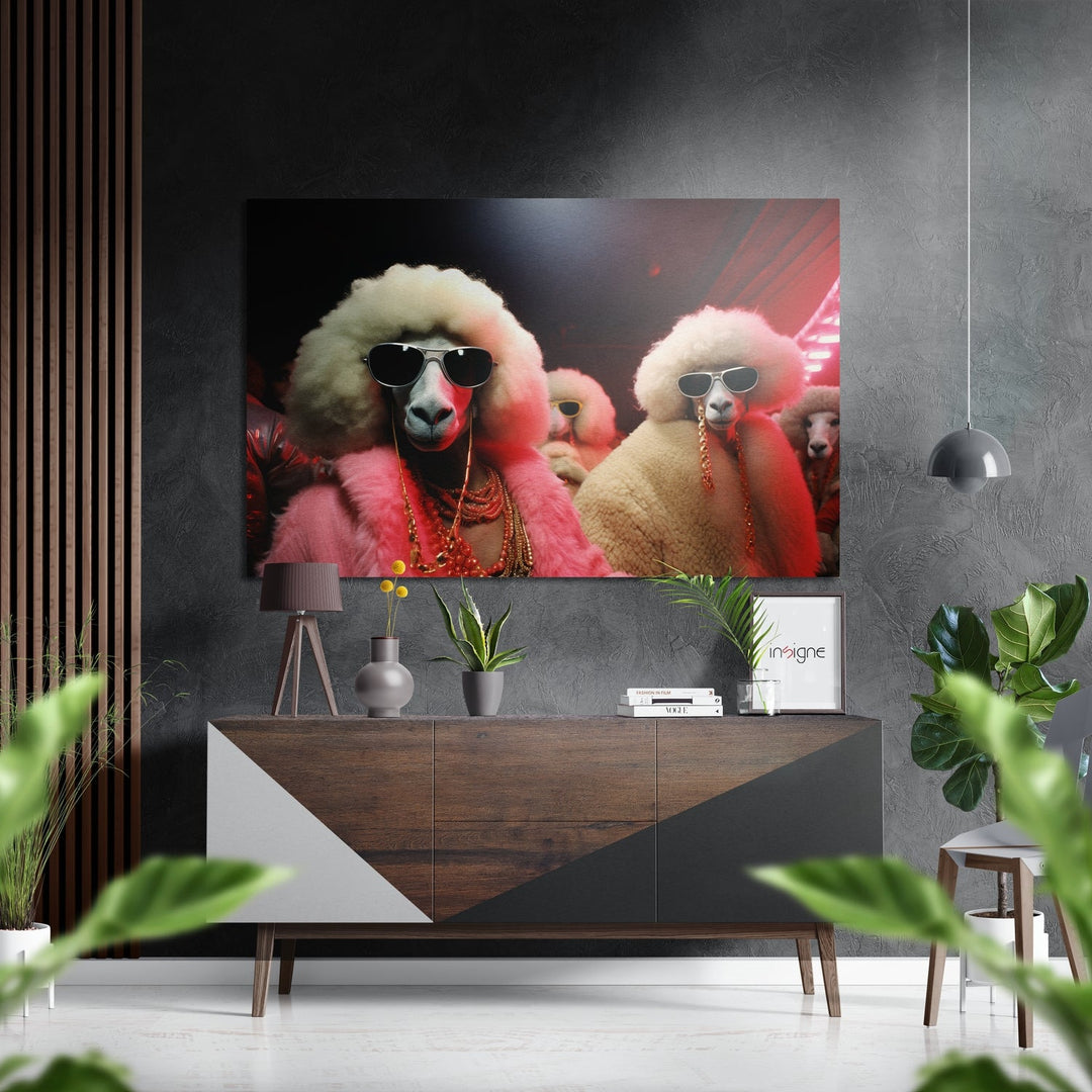 Sheeps' Life Brushed Aluminum Dibond Wall Art.