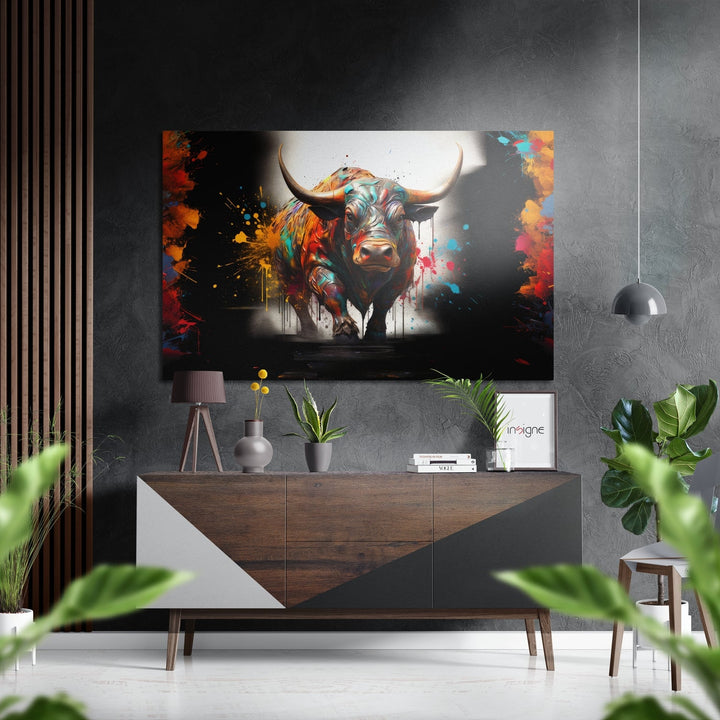 Bull Brushed Aluminum Dibond Wall Art.