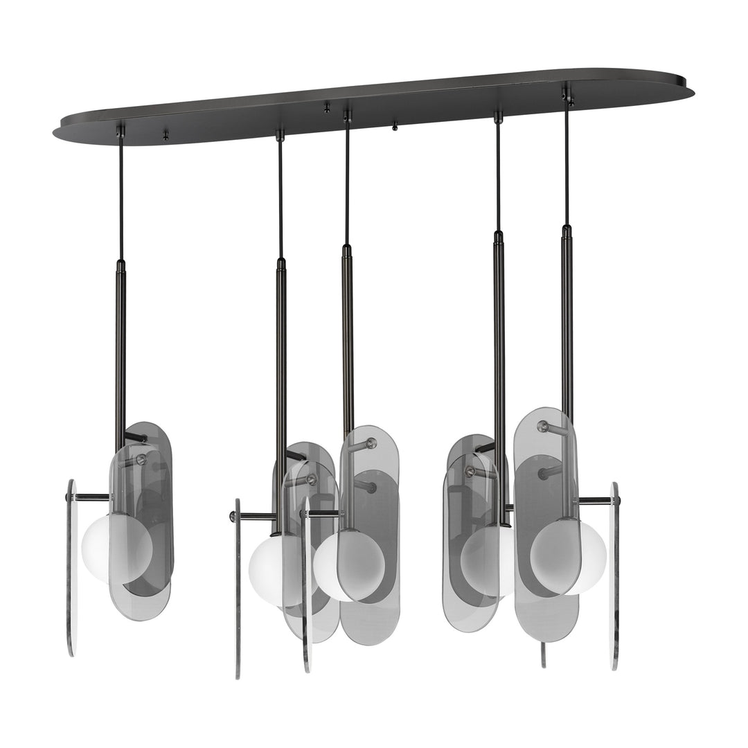 Megalith - Glass Megalith 5-Light Pendant by Studio M Lighting in Gunmetal