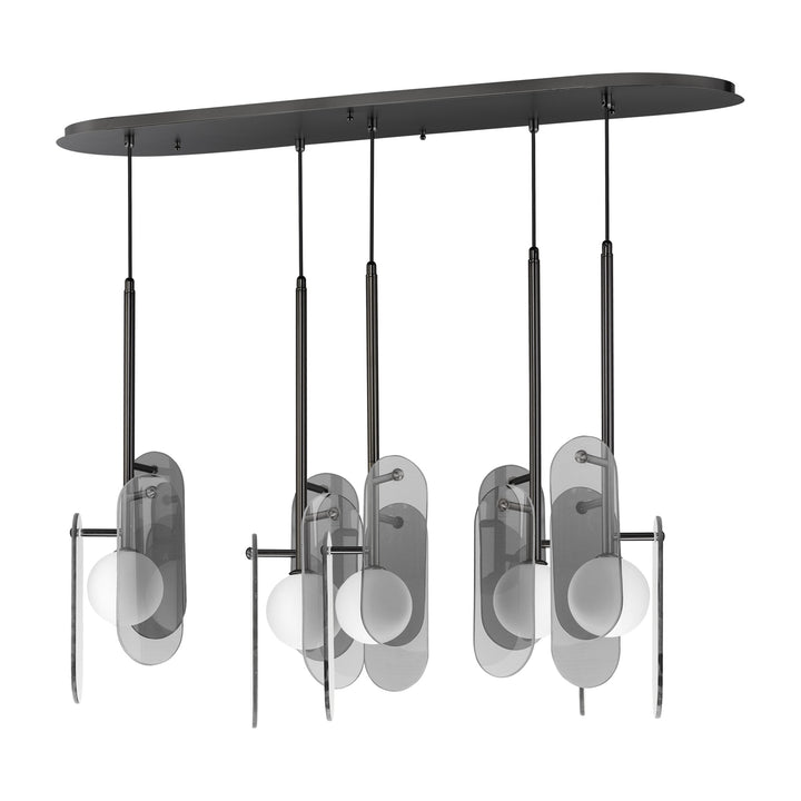 Megalith - Glass Megalith 5-Light Pendant by Studio M Lighting in Gunmetal