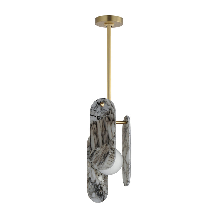 Megalith - Glass Megalith Stem Hung Pendant by Studio M Lighting in Natural Aged Brass