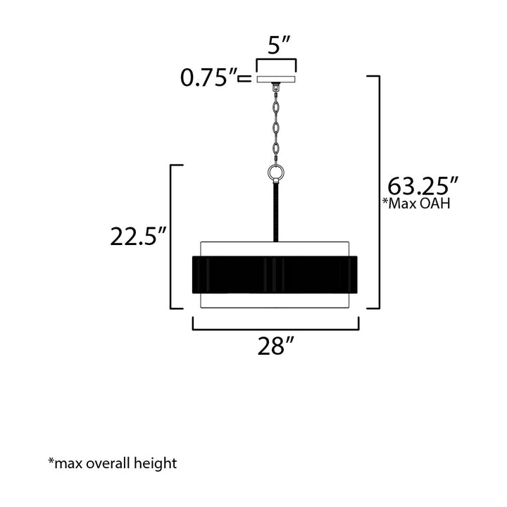 Seacliff 28 4-Light Pendant by Studio M Lighting – line drawing