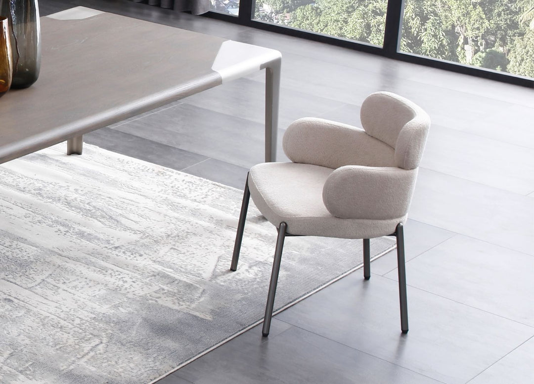 Adele Dining Armchair in Taupe boucle – dining room
