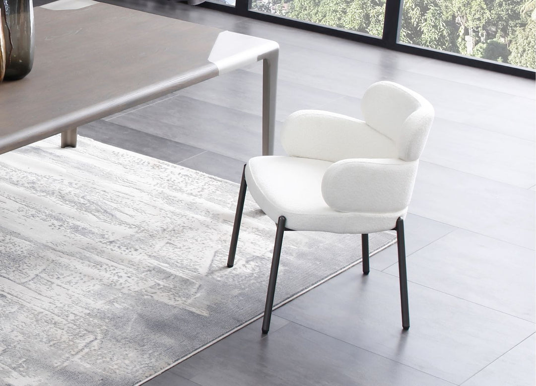 Adele Dining Armchair in White boucle – dining room